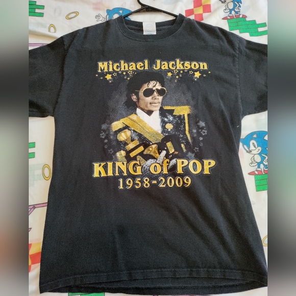 2009 memorial Michael Jackson t-shirt glitter print size medium - Picture 1 of 5